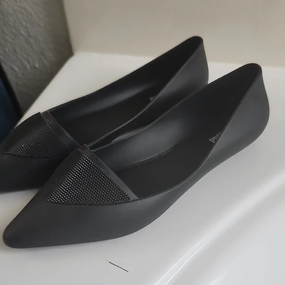 Melissa Black Flats with Textured Detail - Picture 2 of 3